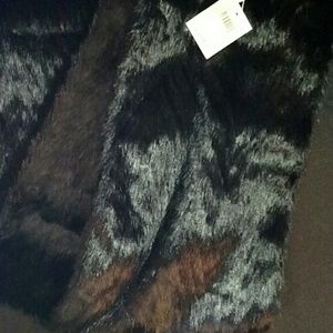 Calvin Klein black faux fur infinity scarf